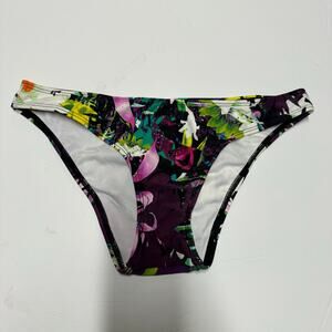 Express Hawaiian Floral Print Hipster Bikini Bottom Womens Size Small Purple NEW